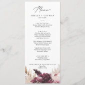 Boho Pampas Grass Wedding Dinner Menu Menükarte (Vorderseite)