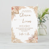 Boho Pampas Grass Wedding Einladung (Stehend Vorderseite)