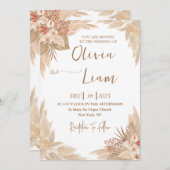 Boho Pampas Grass Wedding Einladung (Vorne/Hinten)