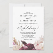 Boho Pampas Grass Wedding Einladung (Vorderseite)