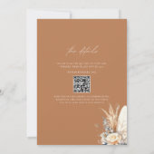 Boho Pampas Grass Wedding Floral QR Code Einladung (Rückseite)