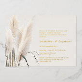 Boho Pampas Grass Wedding Folieneinladung (Vorderseite)