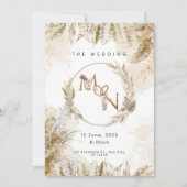 Boho Pampas Grass Wedding Invitation Einladung (Vorderseite)