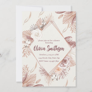 Boho Pampas Grass Wedding Invitation — Terracotta Einladung