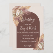 Boho Pampas Grass Wedding Invitation — Terracotta Einladung (Vorne/Hinten)