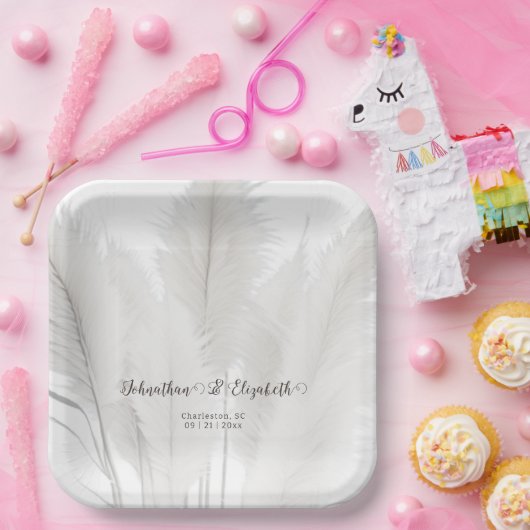 Boho Pampas Grass Wedding Pappteller (Party)