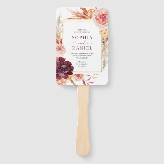 Boho Pampas Grass Wedding Program Fan Fächer (Vorderseite)