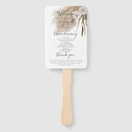 Boho Pampas Grass Wedding Program Hand Fan Fächer