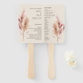 Boho Pampas Grass Wedding Program Hand Fan Fächer (Vorne und Hinten)
