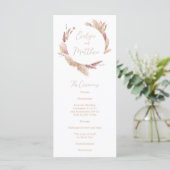 Boho Pampas Grass Wedding Program - Pampagrass (Stehend Vorderseite)