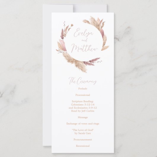 Boho Pampas Grass Wedding Program - Pampagrass (Vorderseite)