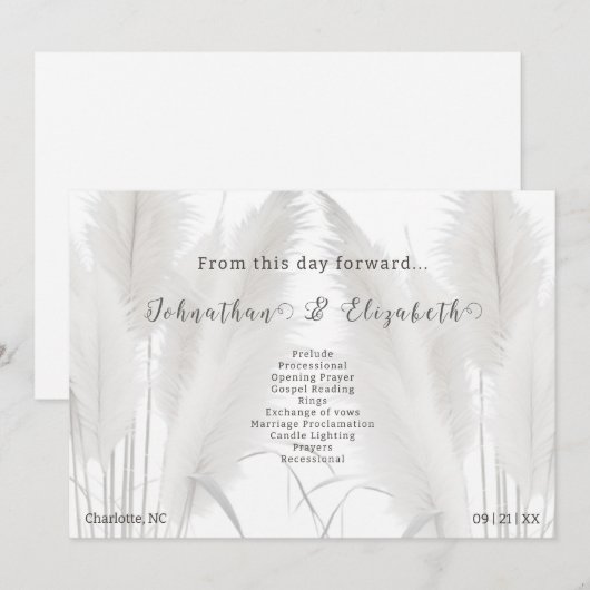 Boho Pampas Grass Wedding Program Programm (Vorne/Hinten)