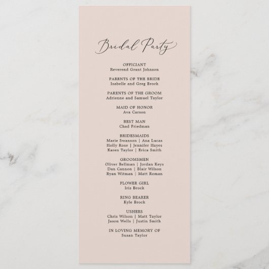 Boho Pampas Grass Wedding Program Programm (Rückseite)
