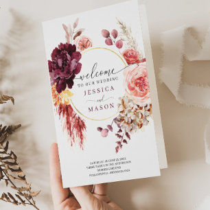 Boho Pampas Grass Wedding Programm Flyer