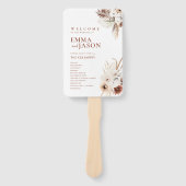 Boho Pampas Grass Wedding Programm Hand Fächer (Vorderseite)