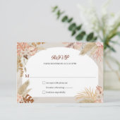 Boho Pampas Grass Wedding RSVP Antwort (Stehend Vorderseite)