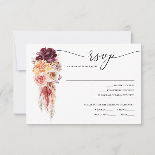 Boho Pampas Grass Wedding RSVP Card Einladung (Vorderseite)