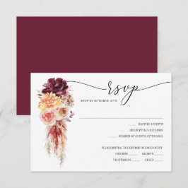 Boho Pampas Grass Wedding RSVP Card Einladung