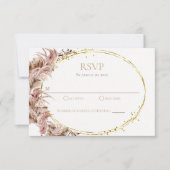 Boho Pampas Grass Wedding RSVP Card Keine Mahlzeit (Vorderseite)