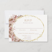 Boho Pampas Grass Wedding RSVP Card mit Mahlzeiten (Vorderseite)