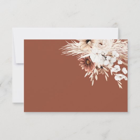 Boho Pampas Grass Wedding RSVP Card Mitteilungskarte (Rückseite)