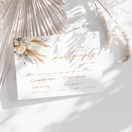 Boho Pampas Grass Wedding RSVP Enclosure Card Einladung