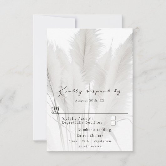 Boho Pampas Grass Wedding RSVP Karte (Vorderseite)