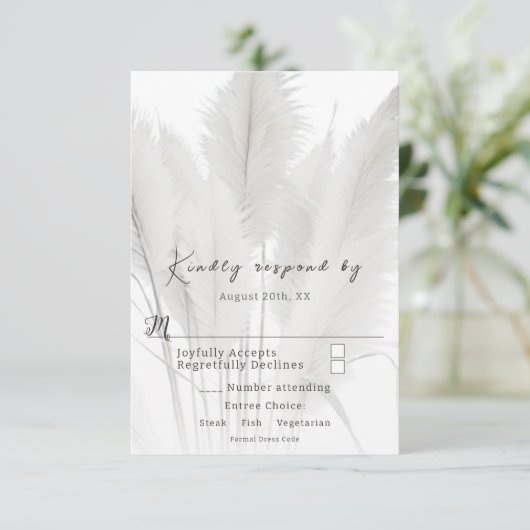 Boho Pampas Grass Wedding RSVP Karte (Stehend Vorderseite)
