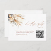 Boho Pampas Grass Wedding RSVP QR Code Card Einladung (Vorne/Hinten)