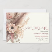 Boho Pampas Grass Wedding Save the Date Card (Vorderseite)