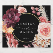 Boho Pampas Grass Wedding Schaumweinetikett (Einzelnes Label)