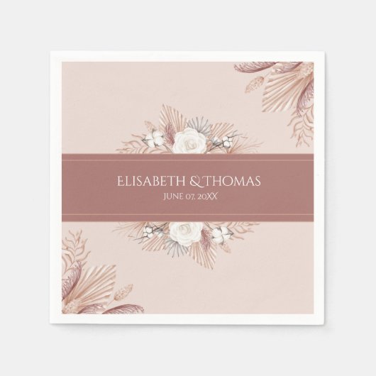 Boho Pampas Grass Wedding Serviette (Vorderseite)