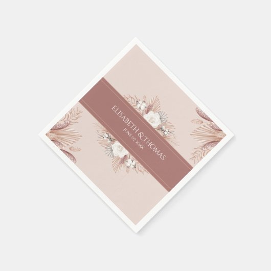 Boho Pampas Grass Wedding Serviette (Ecke)