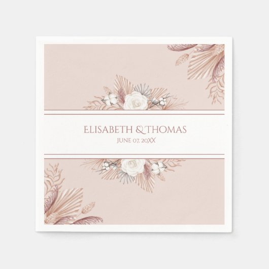 Boho Pampas Grass Wedding Serviette (Vorderseite)