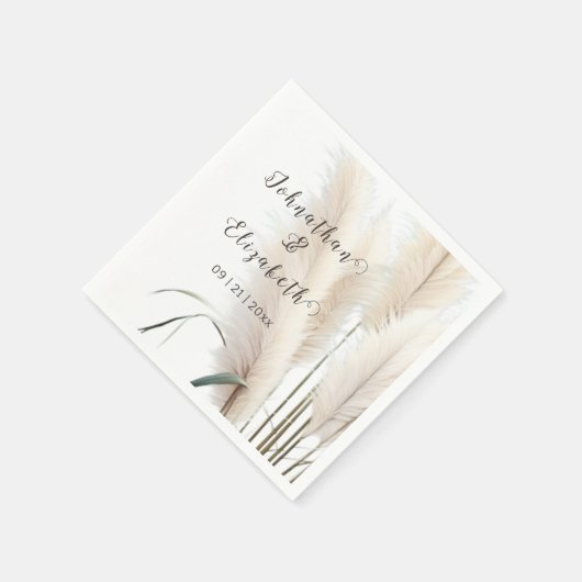 Boho Pampas Grass Wedding Serviette (Ecke)