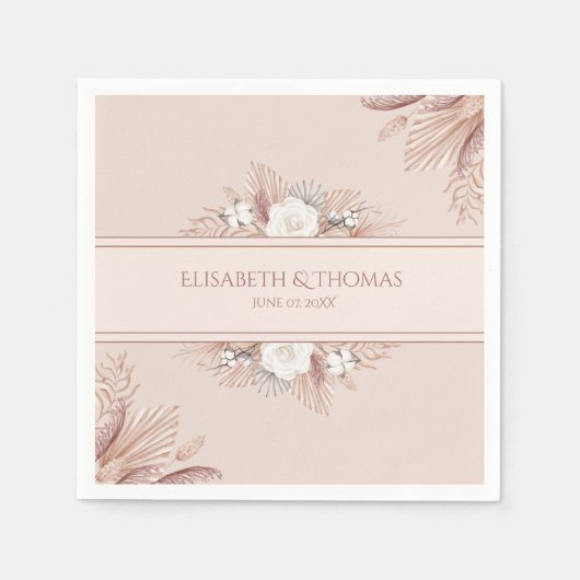 Boho Pampas Grass Wedding Serviette (Vorderseite)