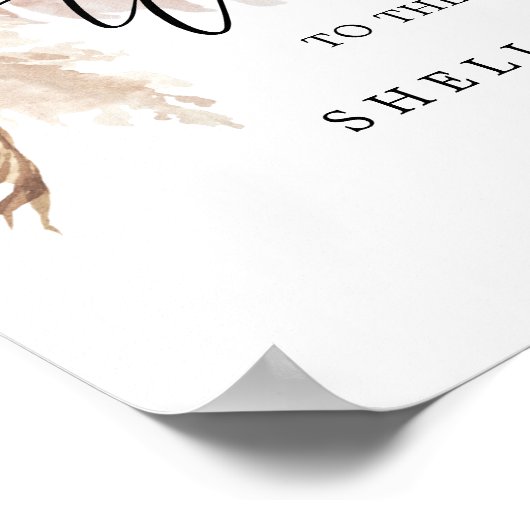 Boho Pampas Grass Wedding Willkommen Poster (Ecke)