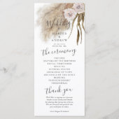 Boho Pampas Grass Wedding Zeremony Program Programm (Vorderseite)