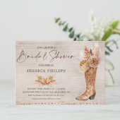 Boho Pampas Grass Western Boot Brautparty Einladung (Stehend Vorderseite)