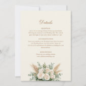 Boho Pampas Grass & White Rose Hochzeitskarte Einladung (Vorderseite)