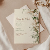 Boho Pampas Grass & White Rose Wedding Save The Date