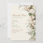 Boho Pampas Grass & White Rose Wedding Save The Date (Vorderseite)