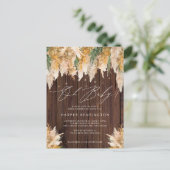 Boho Pampas Grass Wood Twinkle Lights Babydusche Einladungspostkarte (Stehend Vorderseite)