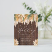 Boho Pampas Grass Wood Twinkle Lights Hochzeit Postkarte (Stehend Vorderseite)
