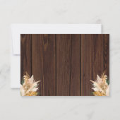 Boho Pampas Grass Wood Twinkle Lights Wedding RSVP Karte (Rückseite)