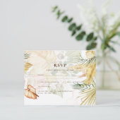 BOHO Pampas Grass Yellow Wedding Postcard Postkarte (Stehend Vorderseite)