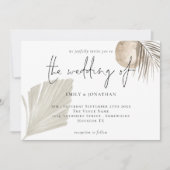 Boho Pampas Grasses Cream Wedding Einladung (Vorderseite)