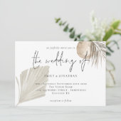 Boho Pampas Grasses Cream Wedding Einladung (Stehend Vorderseite)