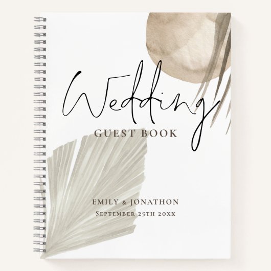 Boho Pampas Grasses Names Date Wedding Guest Book Notizblock (Vorderseite)
