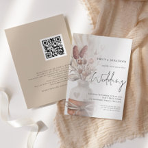 Boho Pampas Grasses Overlay QR-Code Hochzeit
